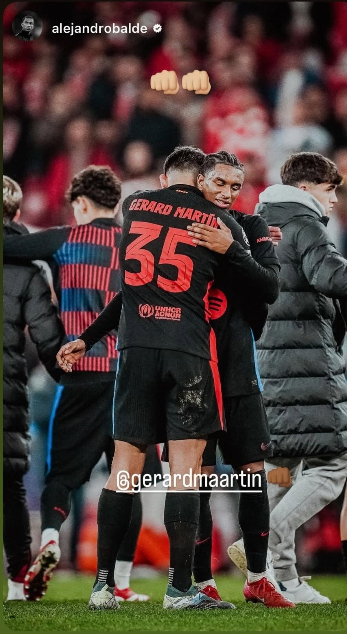 Balde colgó en redes una foto abrazándose con Gerard Martín