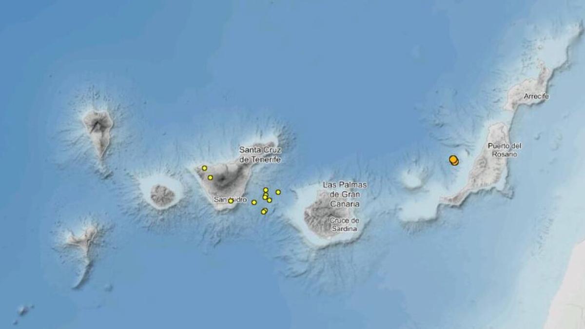 Los últimos tres terremotos se han producido entre Tenerife y Gran Canaria.