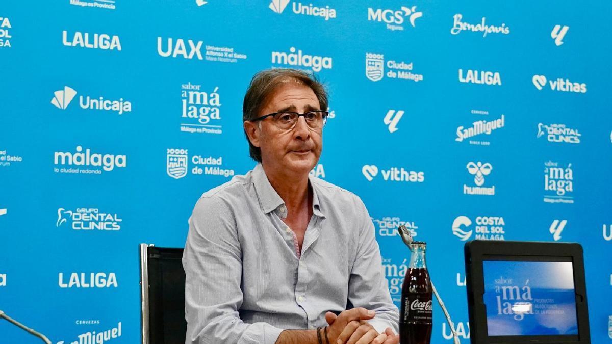Loren Juarros, este miércoles en la sala de prensa de La Rosaleda.