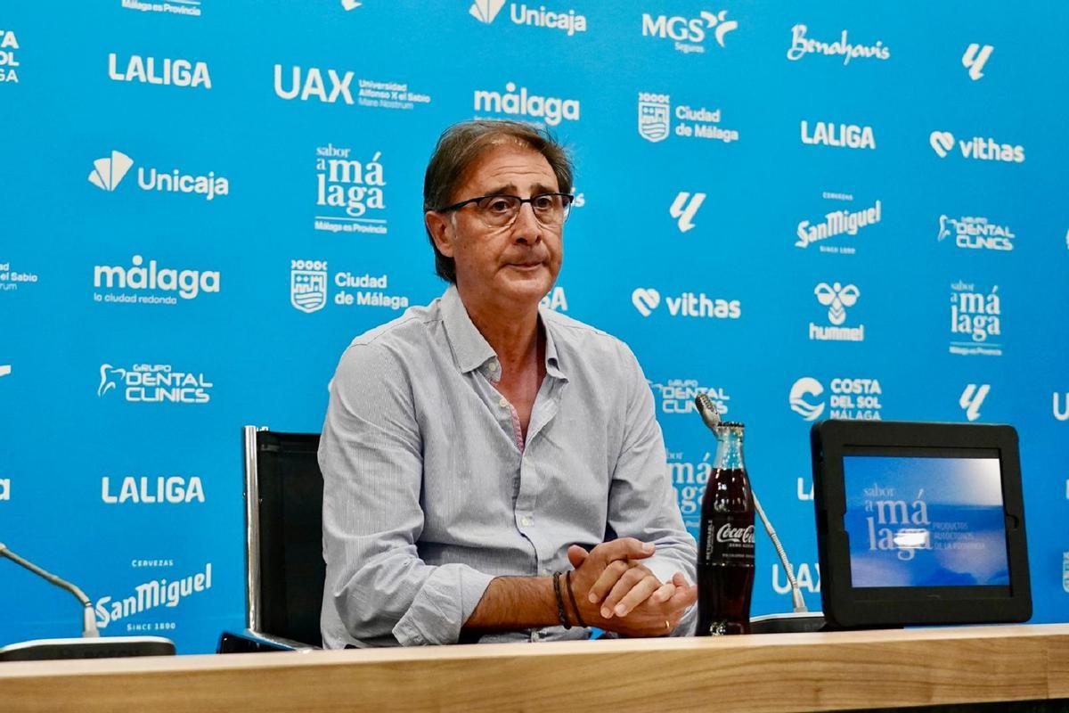Loren Juarros, este miércoles en la sala de prensa de La Rosaleda.
