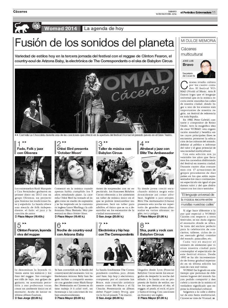 Página de El Periódico de Extremadura el 10 de mayo 2014.