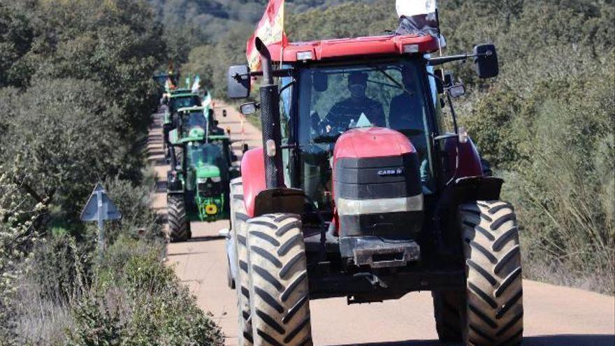 Imagen de archivo de una tractorada de agricultores extremeños.