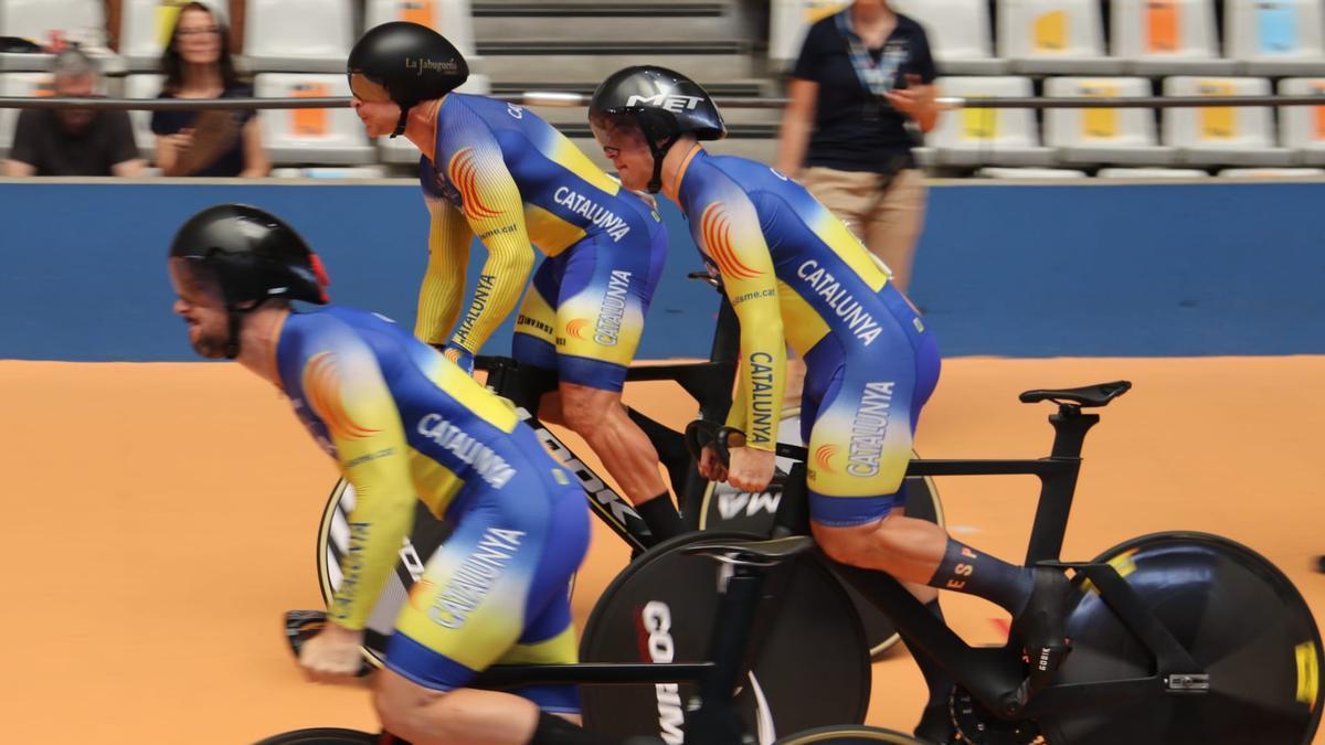 Arrencada de la selecció catalana al Campionat d’Espanya d’elit de ciclisme de pista.