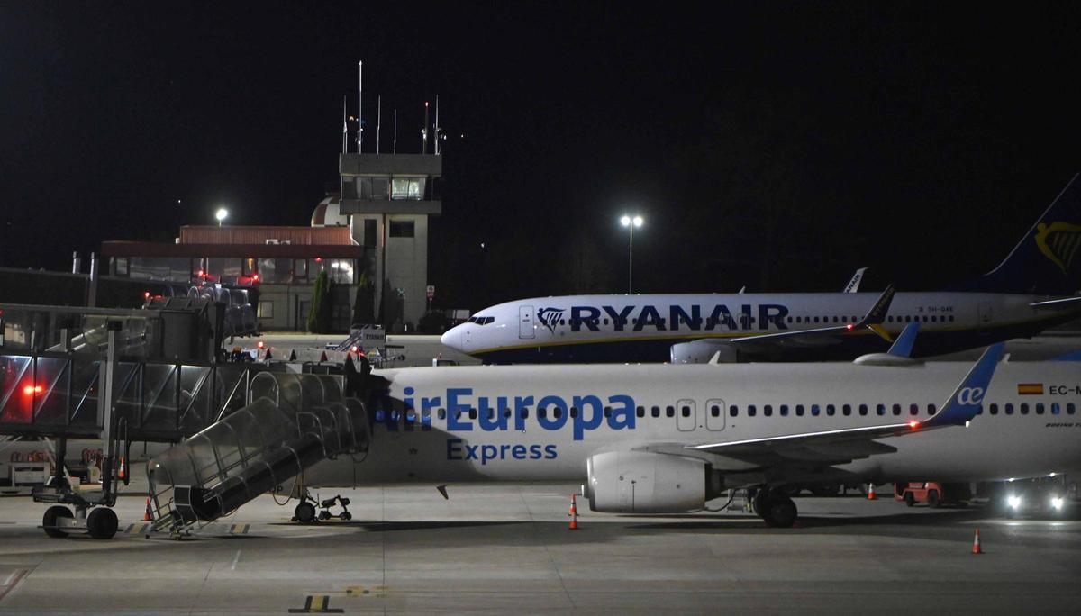 Avión de Ryanair en su último día de operación