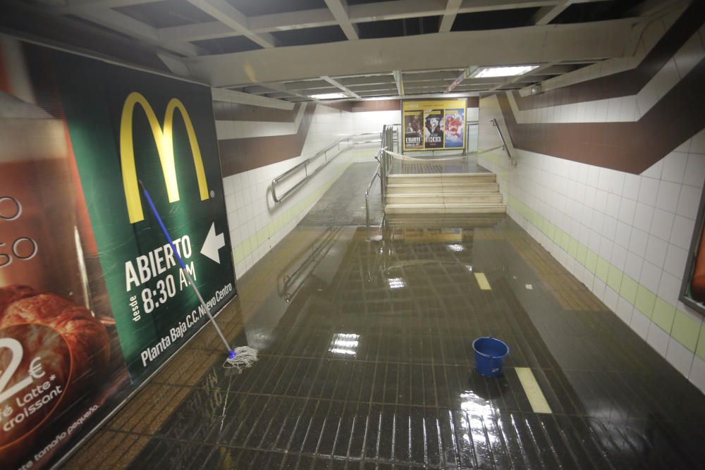 La estación de metro Turia, afectada por las lluvias