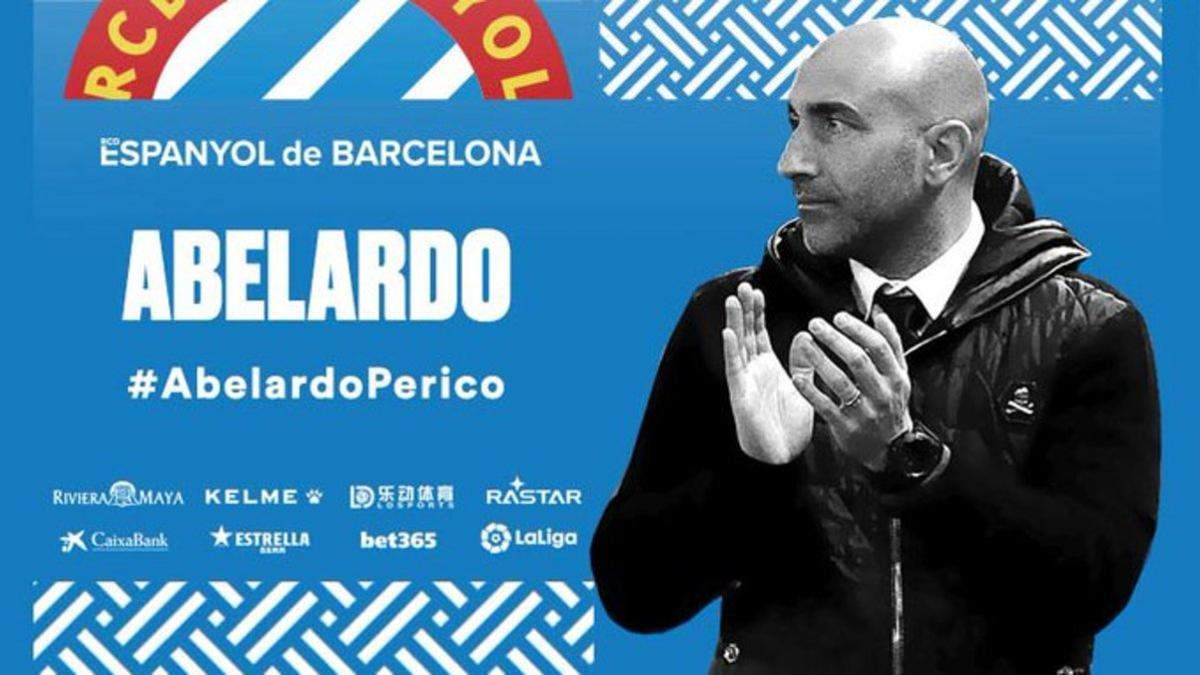 El mensaje con el que el Espanyol anunció la llegada de Abelardo.