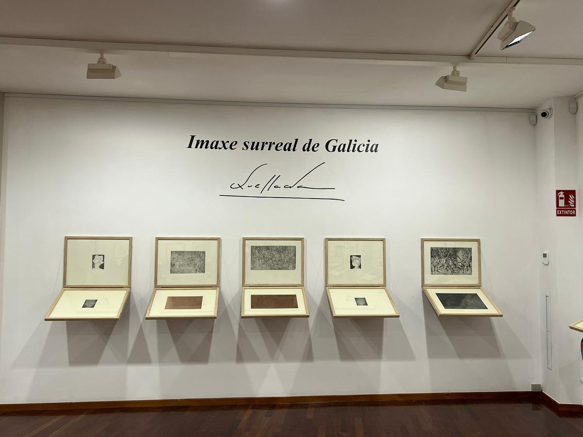 Algunas de las obras de la exposición dedicada a Xaime Quessada inaugurada este jueves.