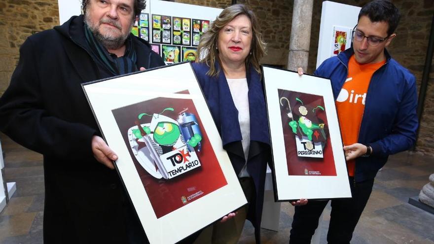 La concejala María Antonia Gancedo, junto al diseñador gráfico Jordi Catalá (izquierda) en la presentación de la exposición &quot;30 años de los Toi&quot;.