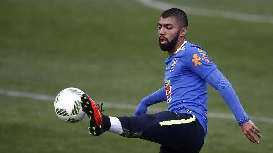 Gabriel Barbosa, durante un entrenamiento el verano pasado con la selección olímpica de Brasil.