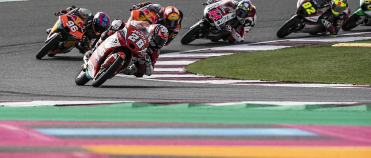 Izan Guevara, piloto del Aspar Team, en el circuito de Losail.