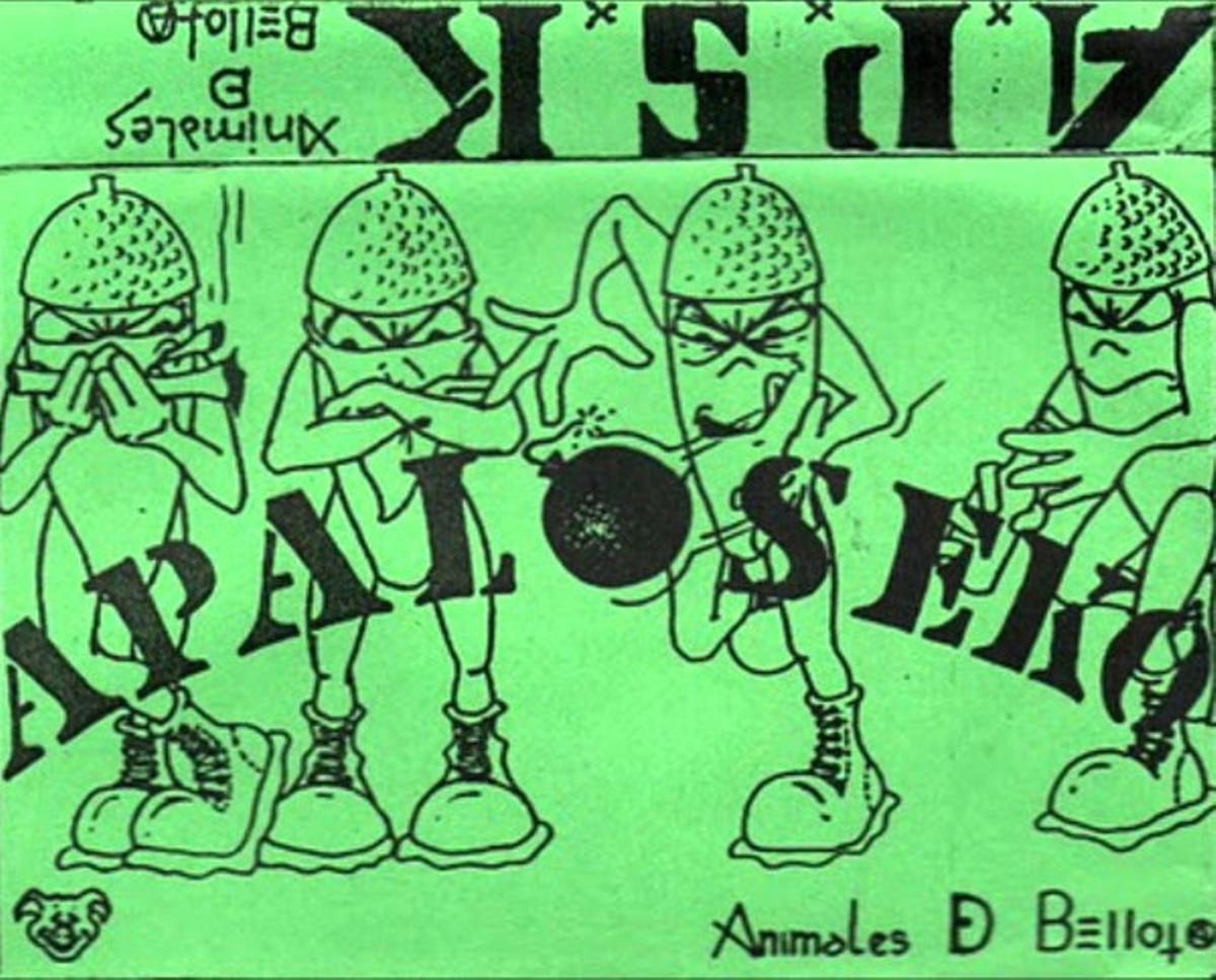 Animales de Bellota (1989), portada del primer single de la banda cacereña.