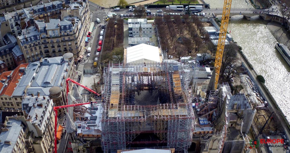 Las obras de reconstrucción, desde el aire.