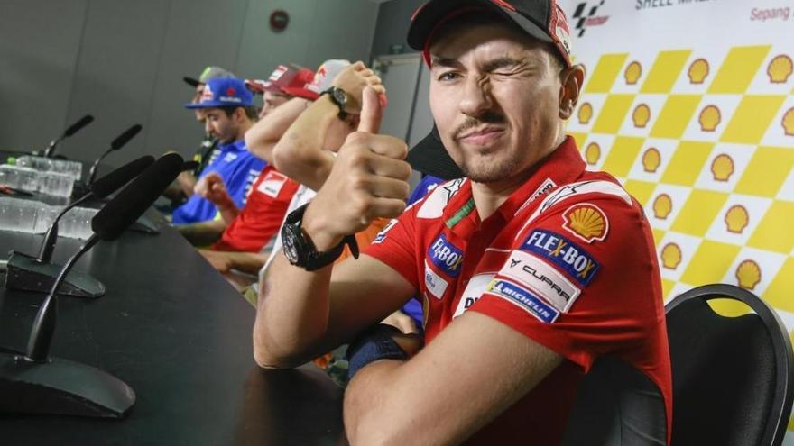 Jorge Lorenzo, en la rueda de prensa de los pilotos antes del Gran Premio de Malasia.