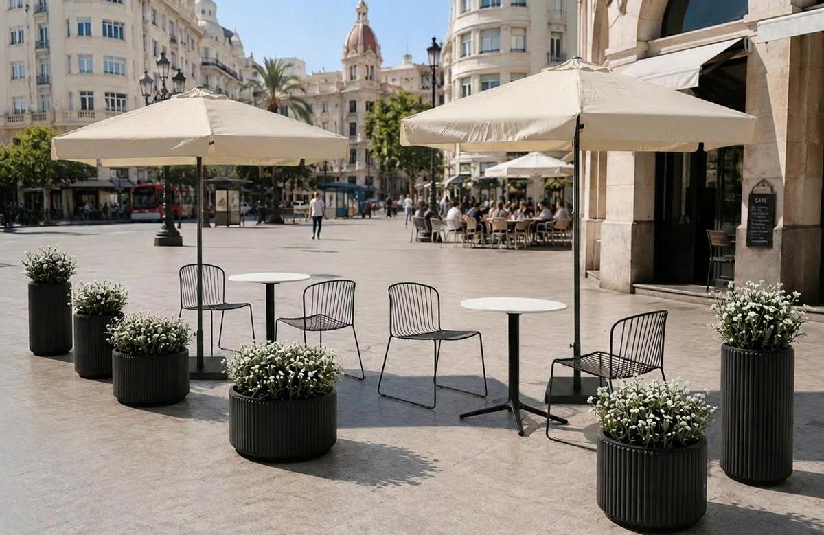 La recreación de las nuevas terrazas de la plaza del Ayuntamiento de València
