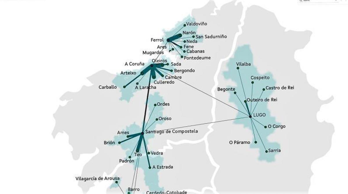 Tráfico con retenciones en el viaducto en A Pasaxe y mapa de desplazamientos. | // L.O.
