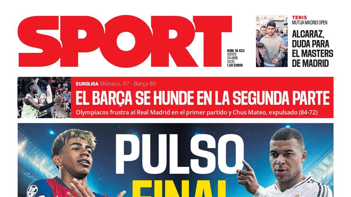 Esta es la portada de SPORT de hoy jueves, 24 de abril de 2025