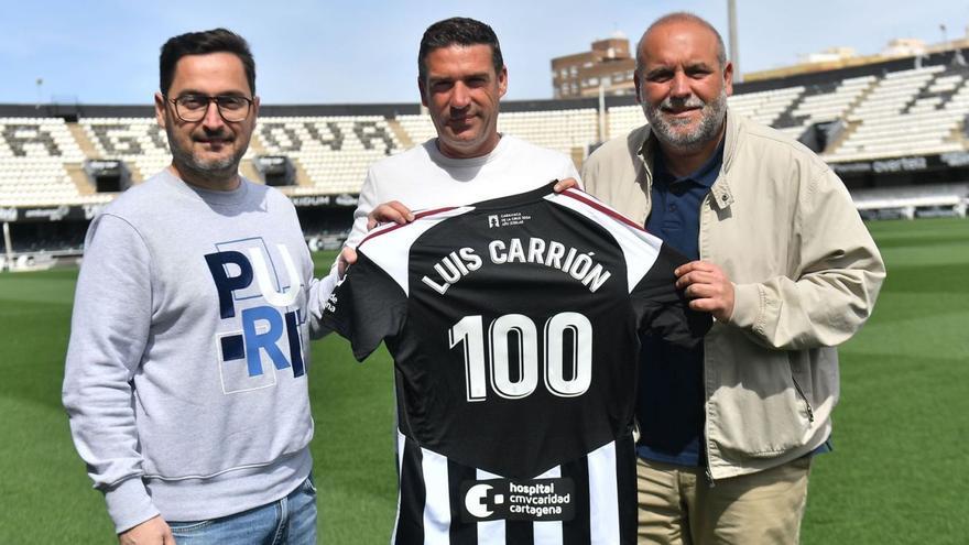 Paco Belmonte, Luis Carrión y Manolo Sánchez Breis, en una imagen de archivo. | FC CARTAGENA