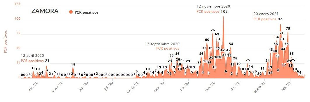 Contagios diarios en Zamora capital