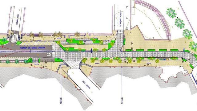 Tramo final de la avenida, donde se elimina aparcamiento y el carril opuesto para aumentar acera.   | // L.O.
