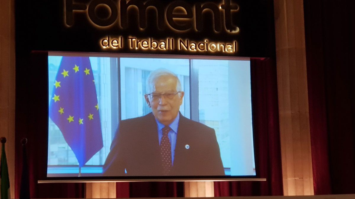 Josep Borrell durante su intervención en el Foro España-Italia de Foment del Treball