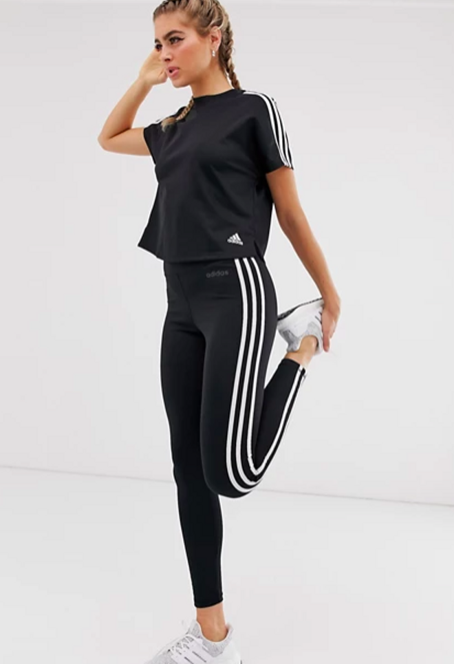 Leggings negros con tres rayas Training de adidas