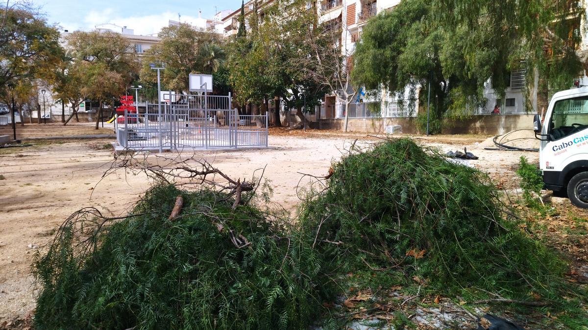 El parque, que llevaba meses abandonado, se está desbrozando y podando ahora