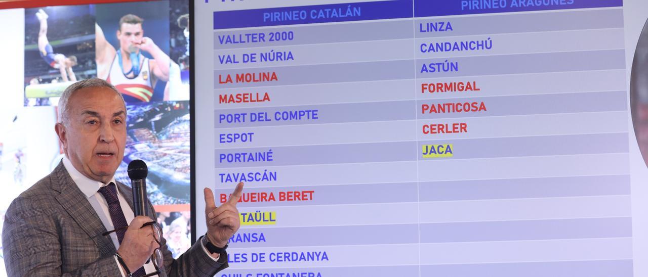 dice que Aragón y Cataluña tienen 3 sedes, aunque hay más estaciones en el Pirineo catalán.