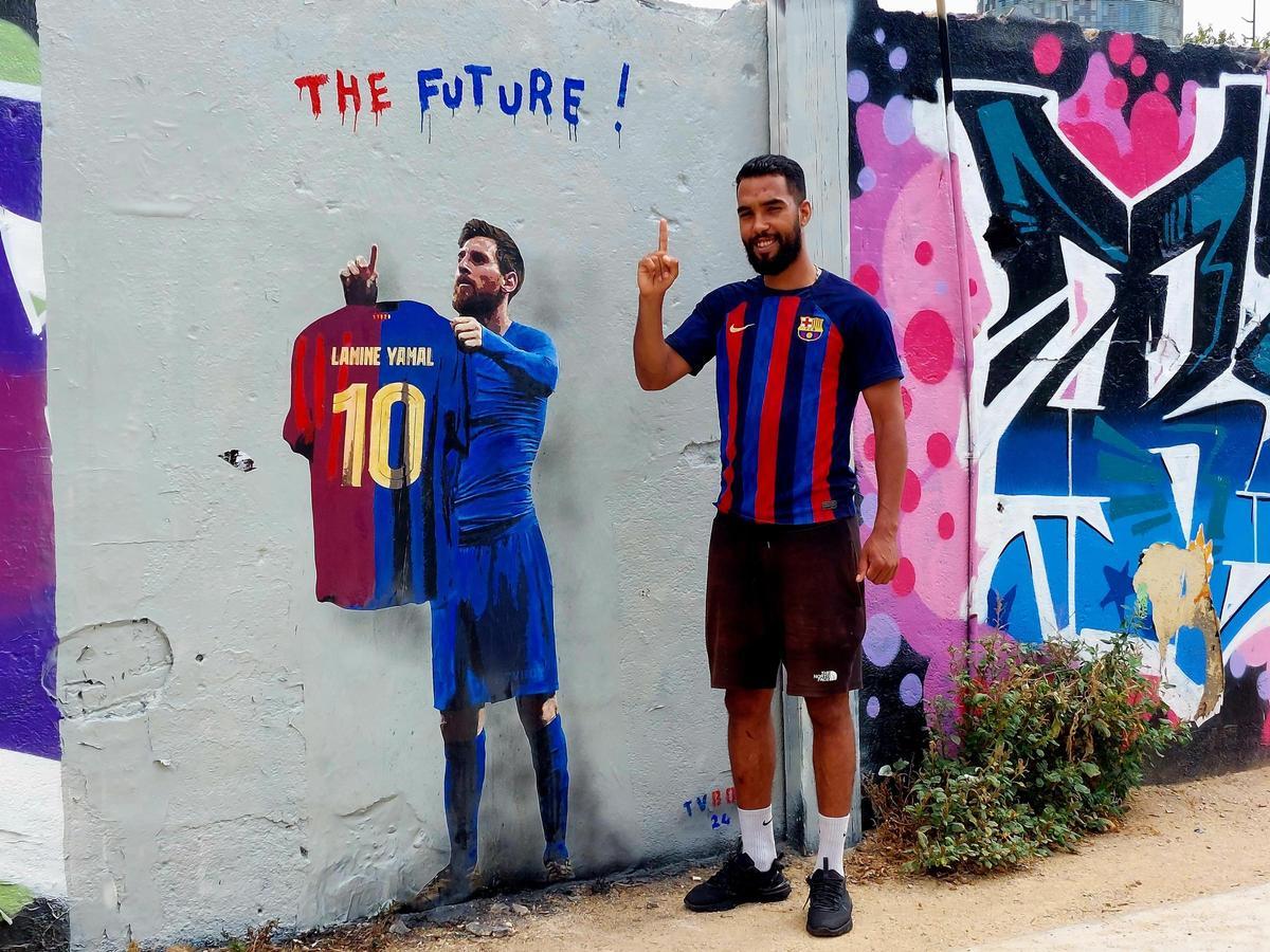 Nuevo mural de Tvboy dedicado a Lamine Yamal con un guiño a Messi