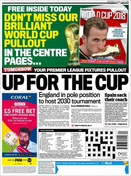 Portada MAIL SPORT jueves 14 de junio de 2018