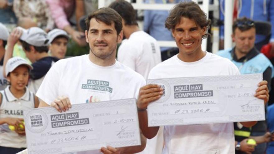 Nadal y Casillas, tarde de diversión en la Caja Mágica