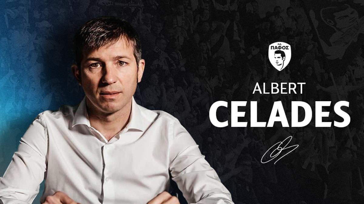 Celades, en el anuncio del Pafos como nuevo entrenador de este equipo.