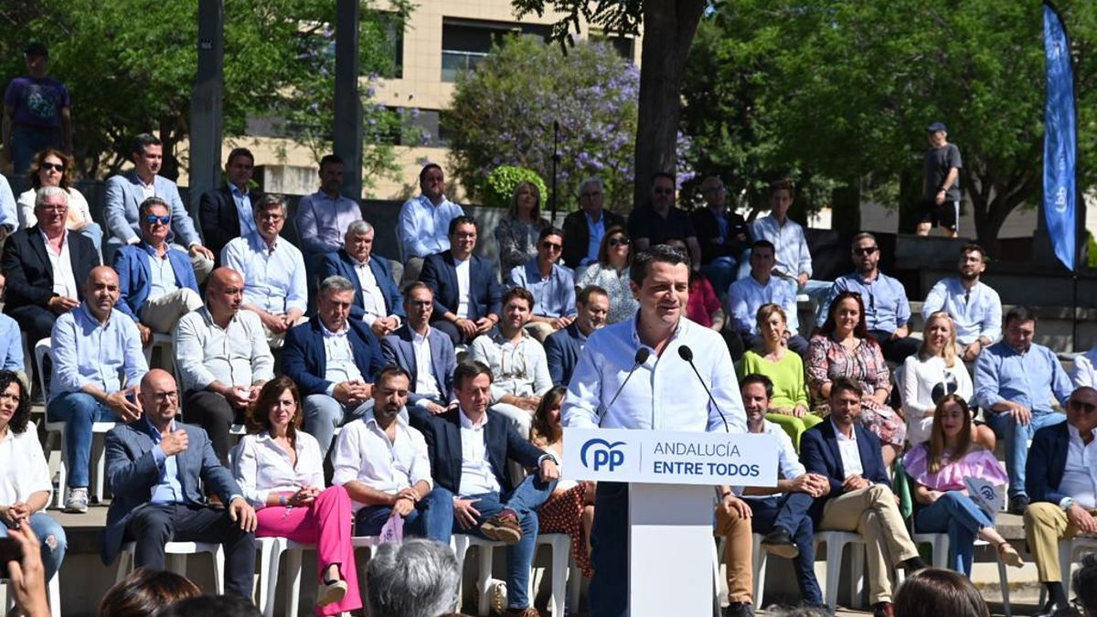 José María Bellido, este sábado durante su intervención en el mitin de campaña.