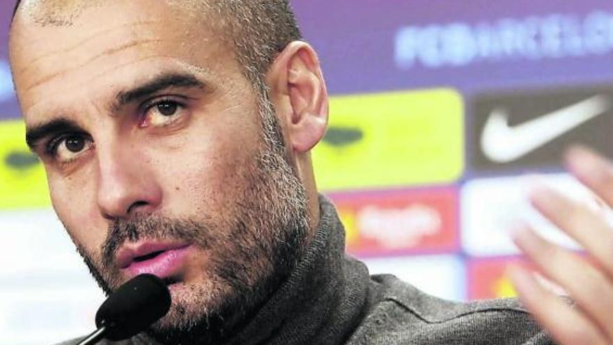 Pep Guardiola, durante su rueda de prensa de ayer.