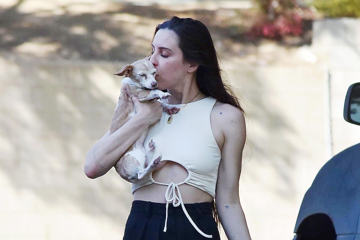 Scout Willis con su perro