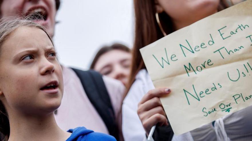 Greta Thunberg, en la manifestación.