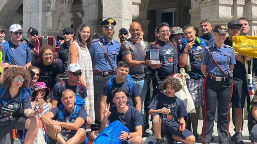 Porriño recibe a un grupo de peregrinos llegados de Turín