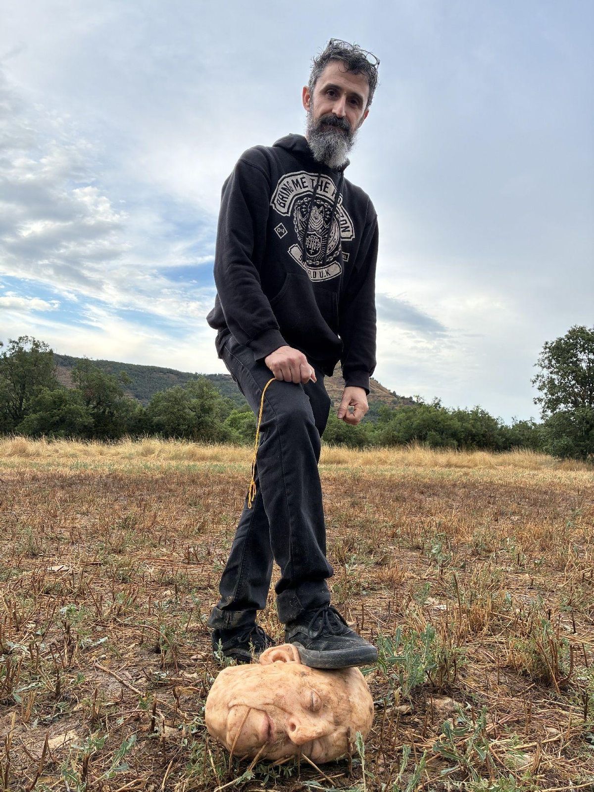Eugenio Merino amb el cap/pilota de Franco.