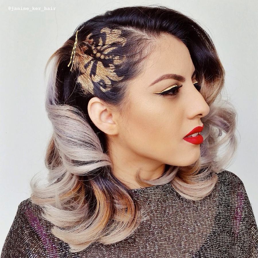 'Hair stencil': Flor metalizada