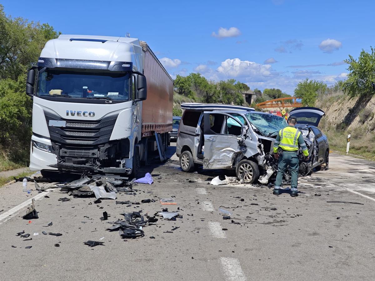 Estado en el que han quedado los tres vehículos implicados en el accidente.