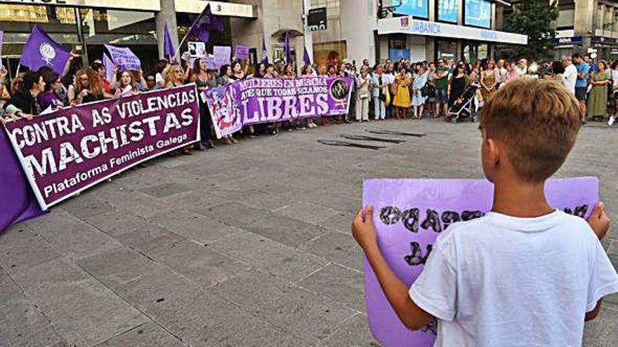 Manifestación contra la violencia de género en A Coruña.