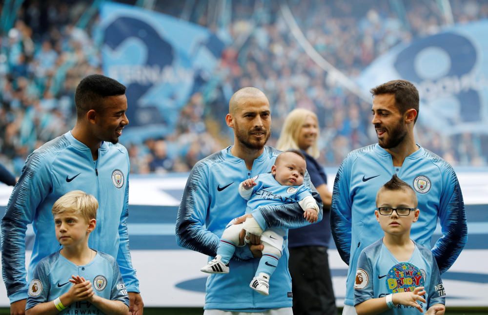 David Silva con su hijo vestido del City