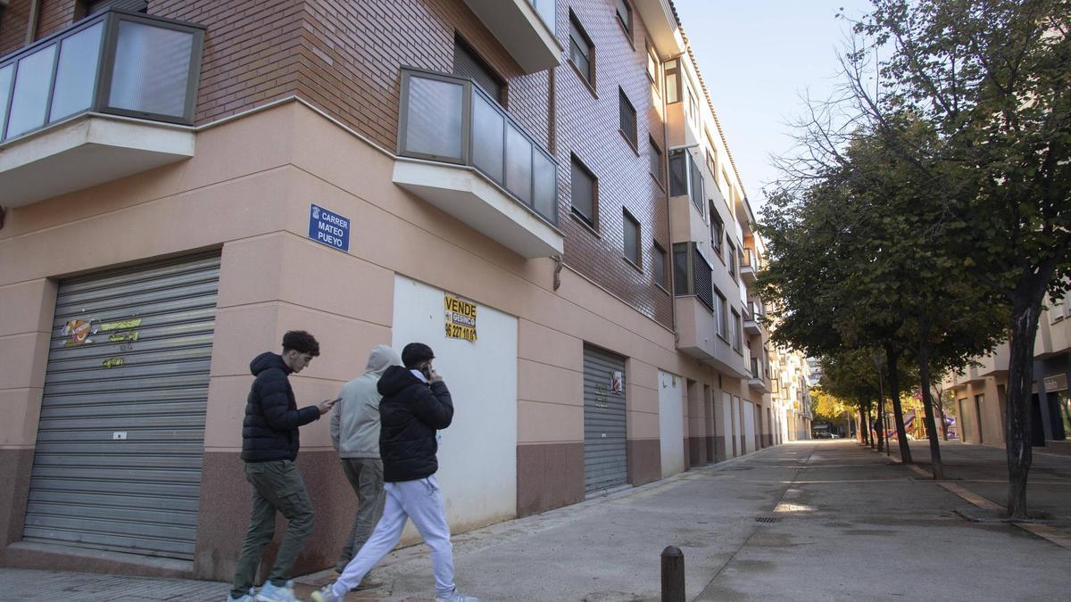 Locales comerciales sin uso en el pasaje de Mateo Pueyo.