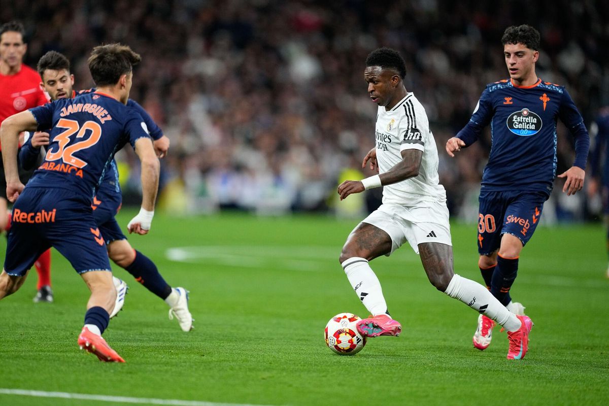 Vinicius Junior of Real Madrid in action during the Spanish Cup, Copa del Rey, round of 16 football match played between Real Madrid and RC Celta de Vigo at Santiago Bernabeu stadium on January 16, 2025, in Madrid, Spain. AFP7 16/01/2025 ONLY FOR USE IN SPAIN. Oscar J. Barroso / AFP7 / Europa Press;2025;SOCCER;SPAIN;SPORT;ZSOCCER;ZSPORT;Real Madrid v RC Celta de Vigo - Copa del Rey;