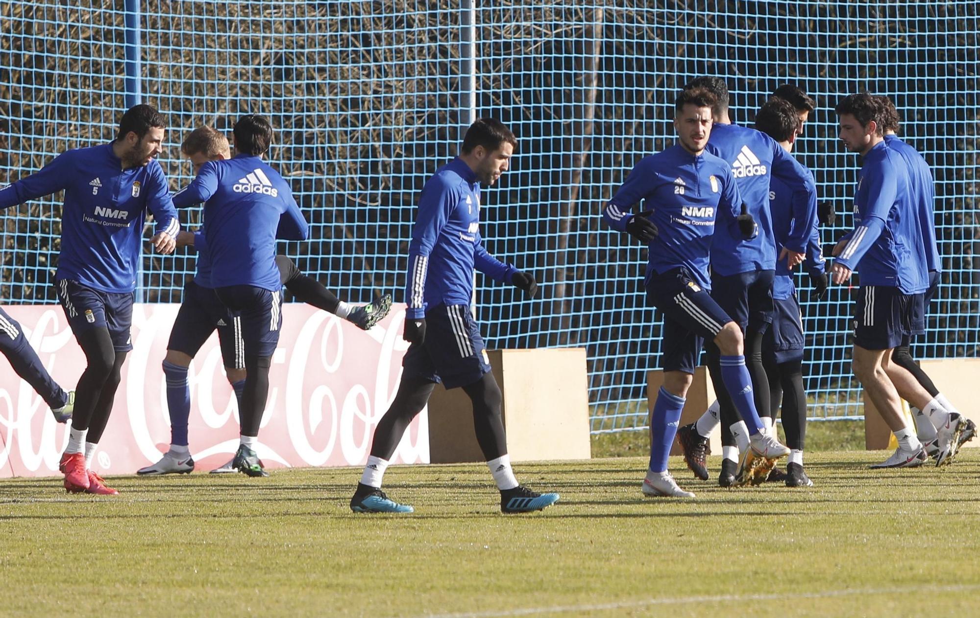 El entrenamiento del Oviedo esta mañana