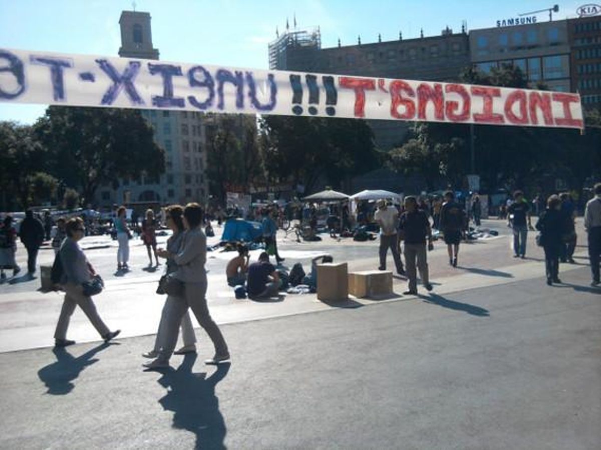 La plaça de Catalunya, aquest matí.