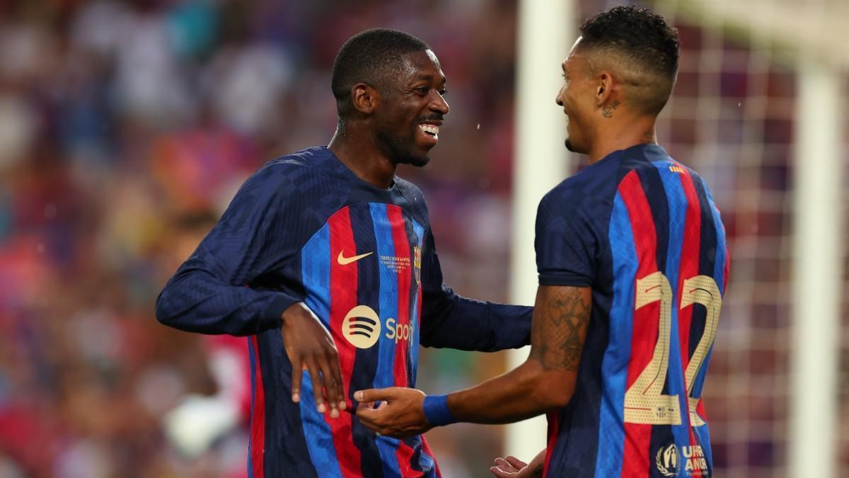 Dembélé y Raphinha, futbolistas del FC Barcelona