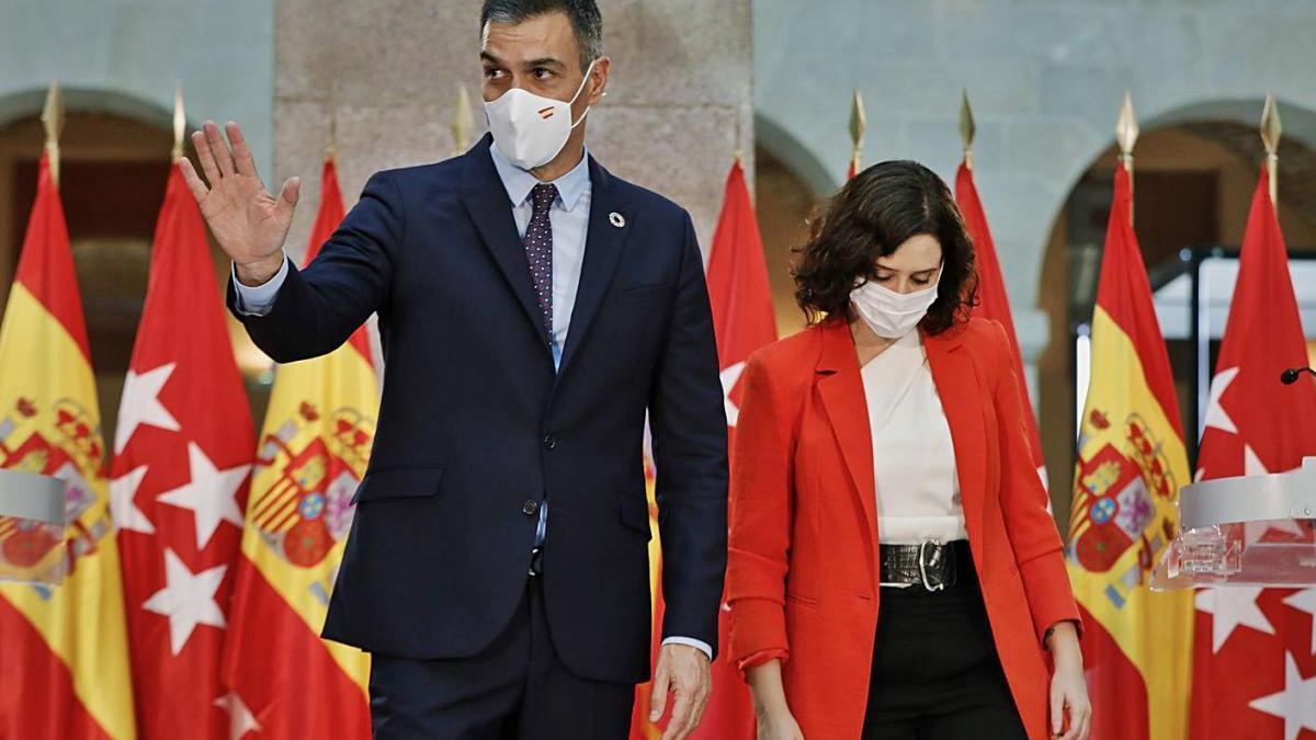 Pedro Sánchez e Isabel Díaz Ayuso, durante su encuentro el pasado lunes.