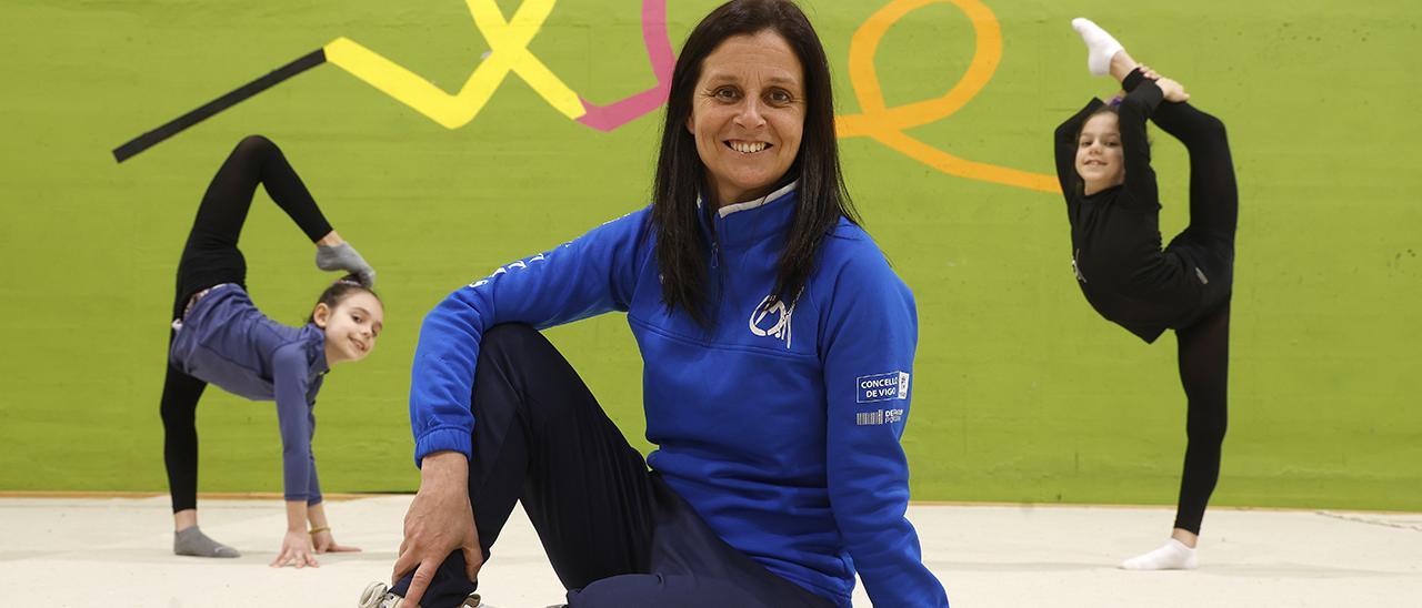 Paula García en el Pabellón Vermello de As Travesas, donde entrena el Club Maniotas