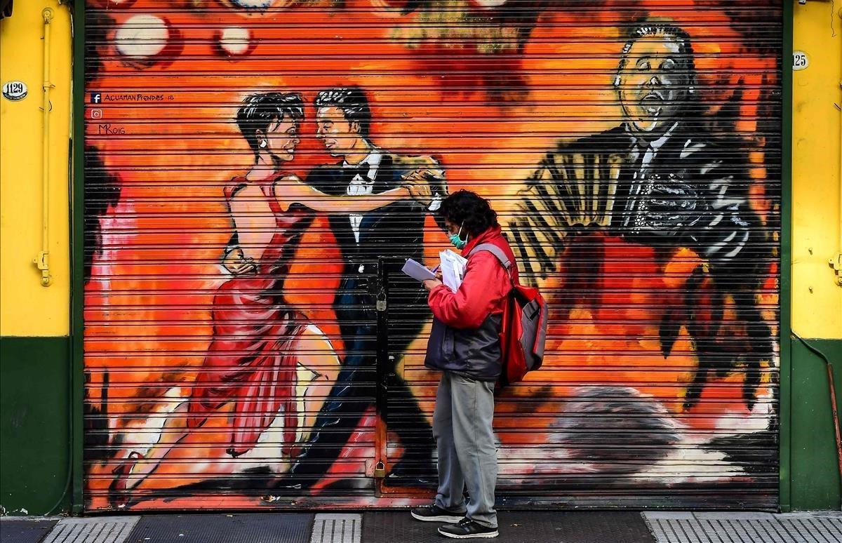 Mural dedicado al tango en Buenos Aires.