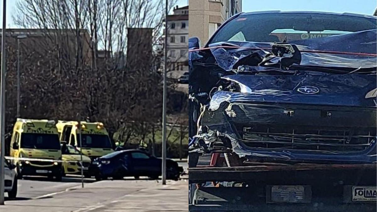 A l'esquerra, la imatge després de l'accident. A la dreta, l'estat en el qual ha quedat el cotxe.